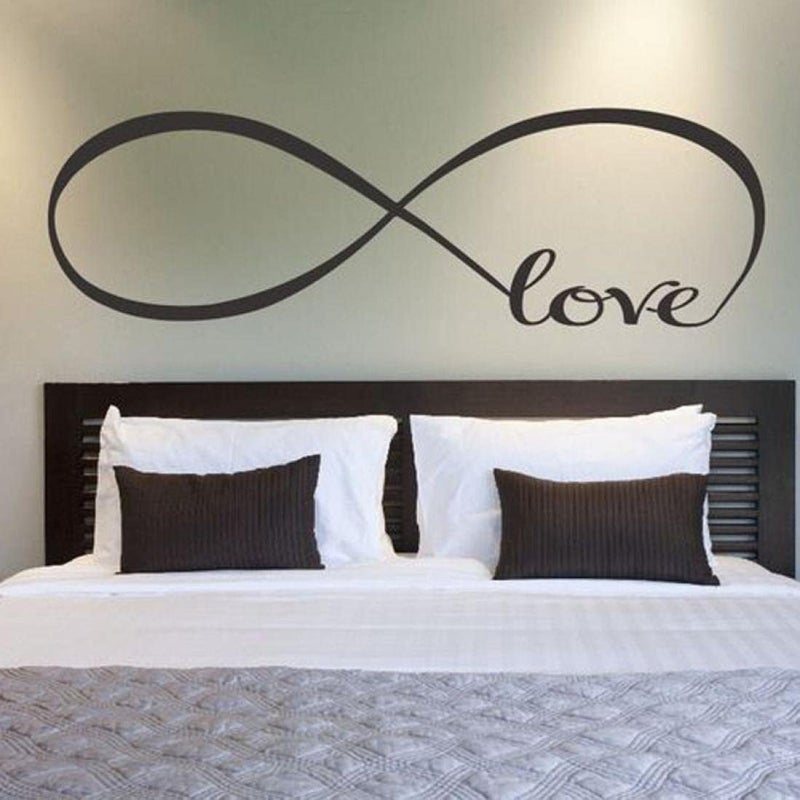 Picniva Wall Stickers Bedroom Decor Infinity Symbol Word Love Vinyl Art Decal (7'' X 22'', Black) - Image 1